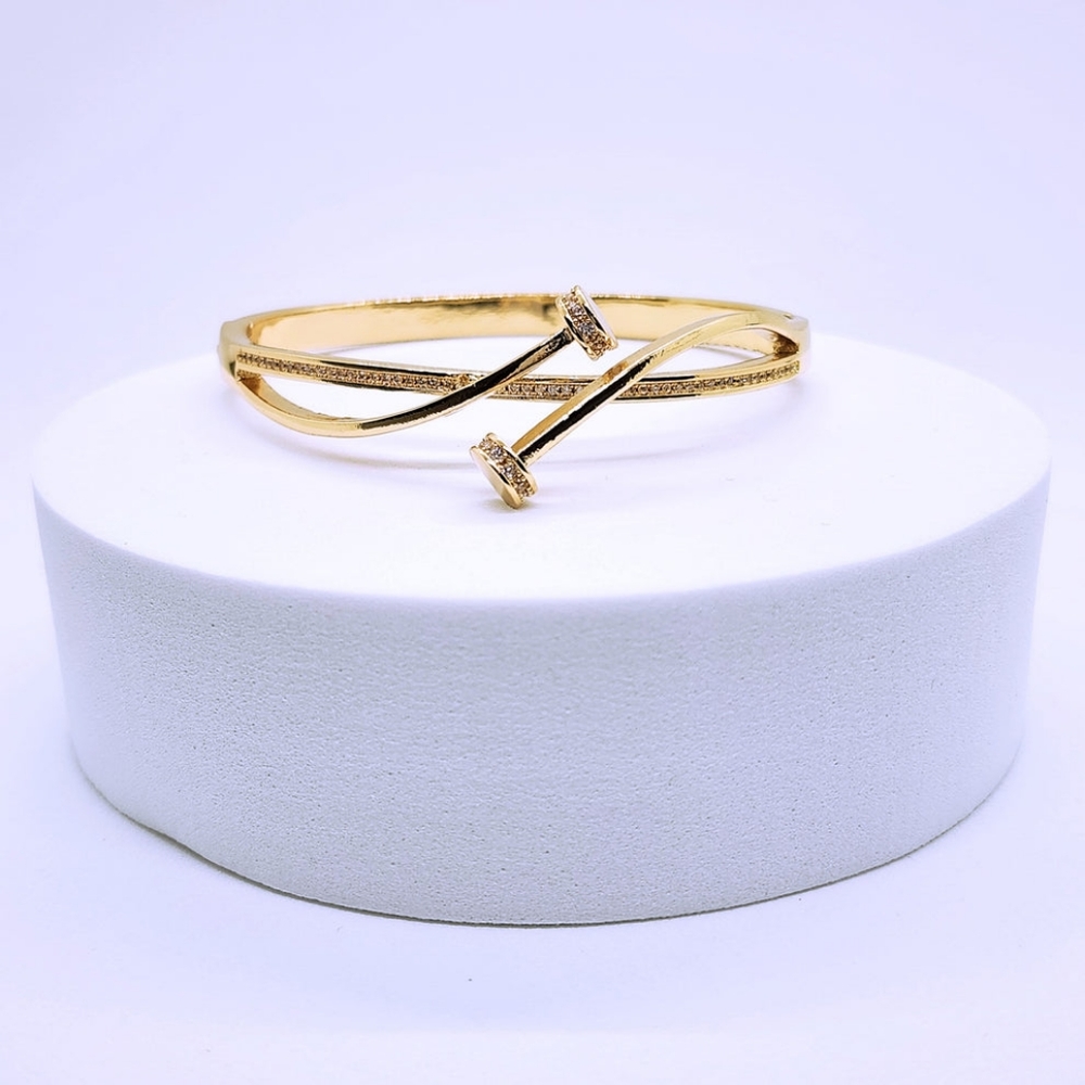 Double Crystal Nail Head Cross Bangle